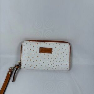Dooney and Bourke Leather Zip Around Clutch/Wallet - Ostrich Embossed Detail
